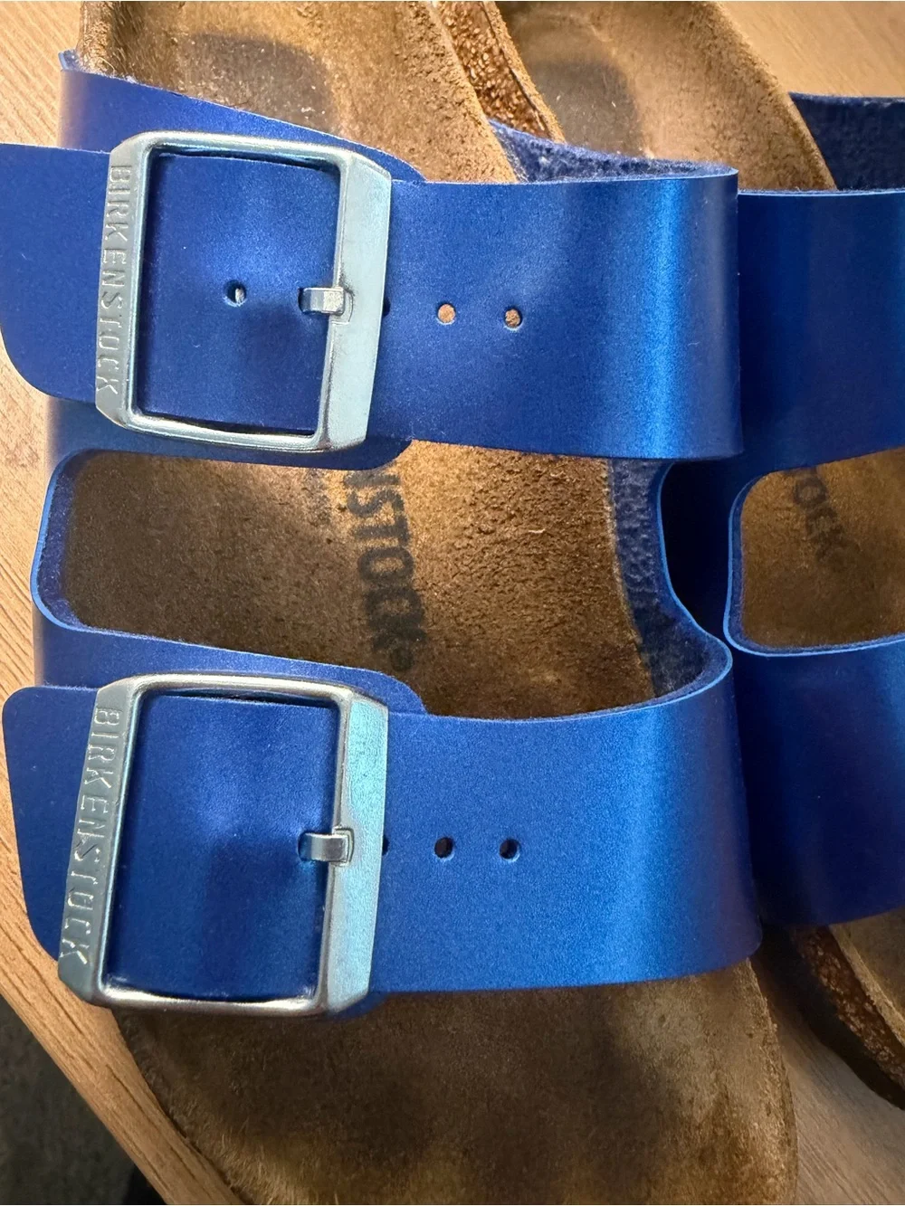 Birkenstock Metallic Blue Double Strap Sandals - Picture 6 of 10